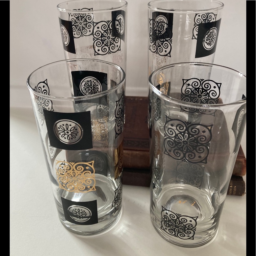 MCM Vintage Black&Gold Highball Glasses.